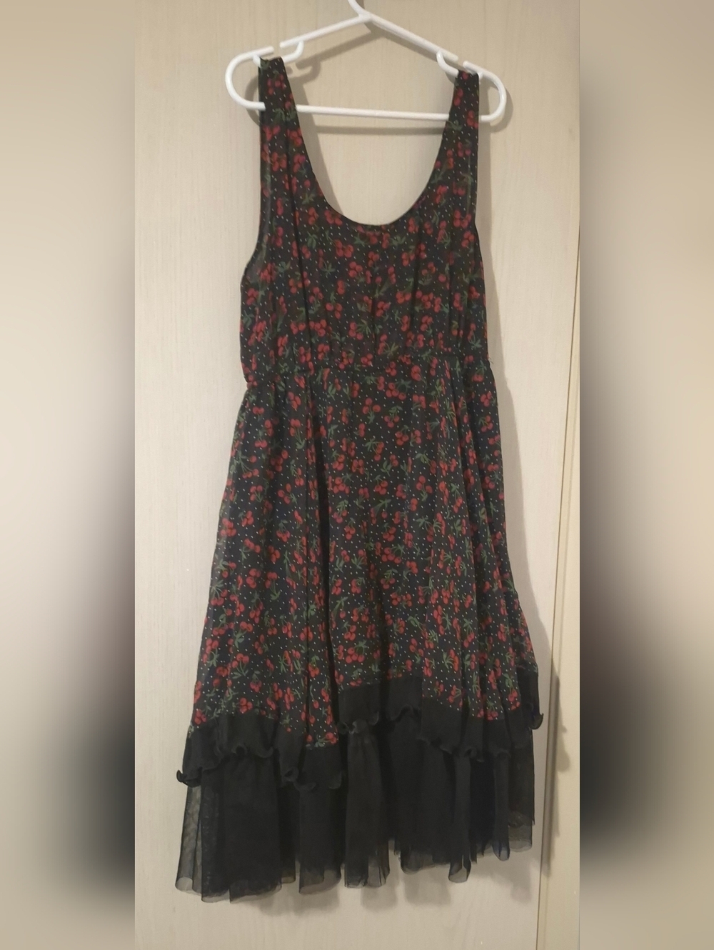 Traffic People Black Cherry Print Skater Dress